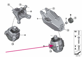 Engine mount hydraulic left 30d, 40d B57X B57Y (OEM)