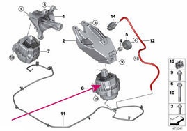 Engine mount hydraulic left 30d, 40d B57P B57R (OEM)