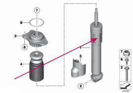 Rear shock absorber F11/F11 LCI (standard chassis) (OEM)