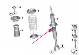 Front shock absorber left F11/F11 LCI (standard chassis) (OEM)