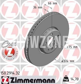 Front left brake disc (374x36mm) / 154mm inner diameter