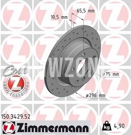 Rear brake disc (296x10,5mm) perforated