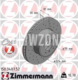 Front brake disc (324x30mm) perforated