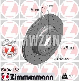 Rear brake disc (345x24mm) perforated