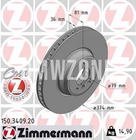 Front brake disc (374x36mm)