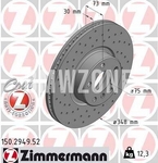 Front left brake disc (348x30mm) perforated