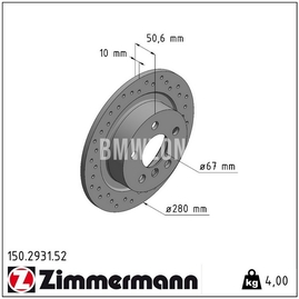 Rear brake disc (280x10mm) perforated