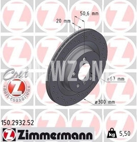 Rear brake disc (300x20mm) perforated
