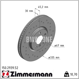 Front brake disc (335x30mm) perforated