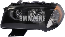 Headlight Halogen left X3 E83 H7+H7 with leveling motor // yellow turn signal