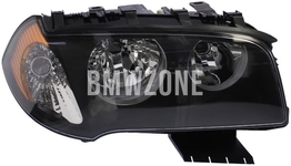 Headlight Halogen right X3 E83 H7+H7 with leveling motor // yellow turn signal
