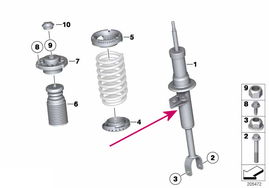 Front shock absorber right F10 LCI (standard chassis) (OEM)