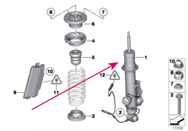 Rear shock absorber right F10/F10 LCI (adaptive chassis) (OEM)